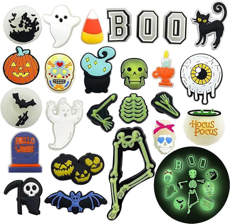 25 30 40 55PCS Halloween Horror Shoe Charms Skull Horror Shoe Decoration Charms, Shoe Pins Access... | Amazon (US)