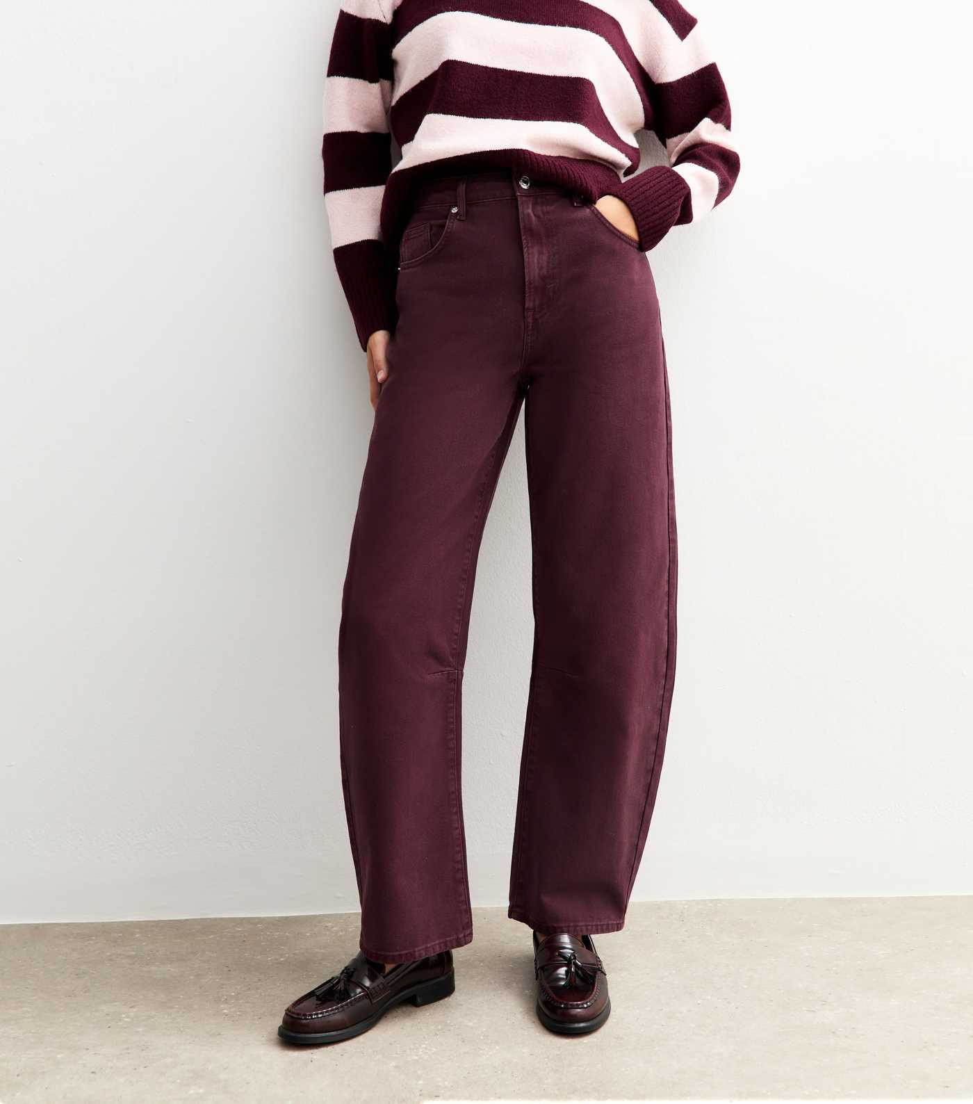Burgundy Long Barrel Leg Jeans | New Look | New Look (UK)