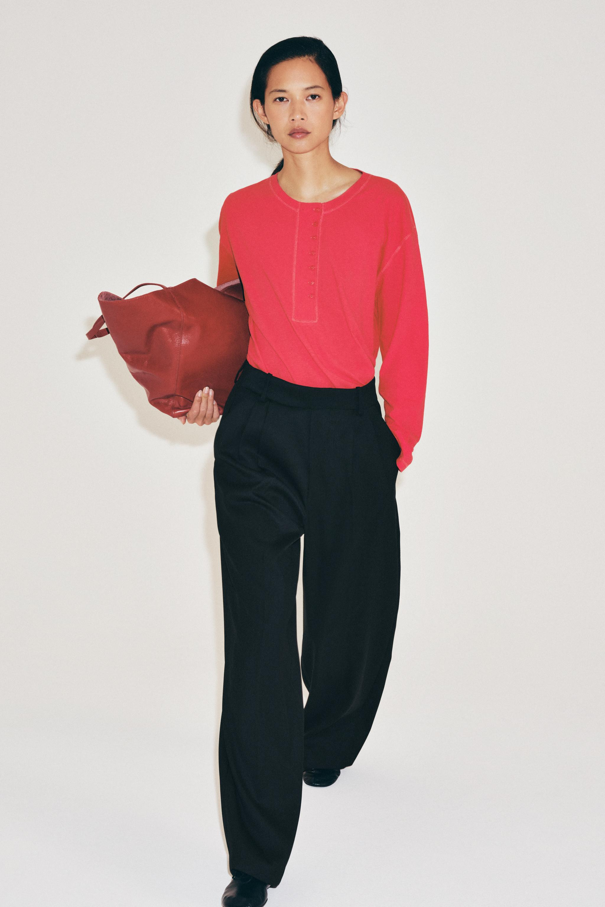 LINEN BLEND HENLEY T-SHIRT | Zara UK