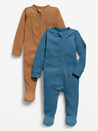 Sleep & Play 2-Way-Zip Footed One-Piece 2-Pack for Baby | Old Navy (US)