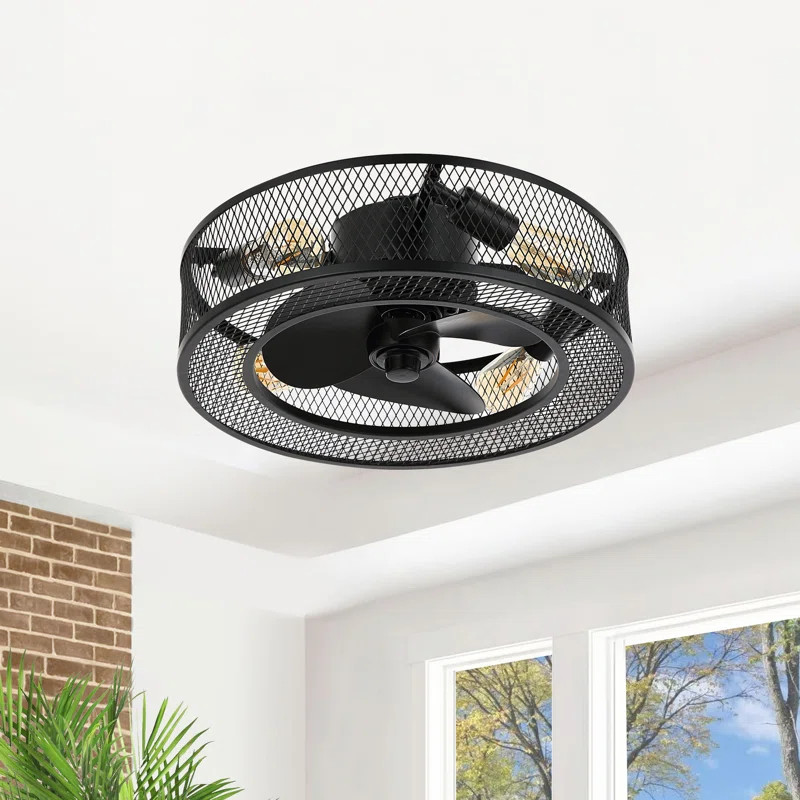 Morelli 18'' 3 - Blade Caged Ceiling Fan With Remote Control And Light Kit Included | Wayfair North America