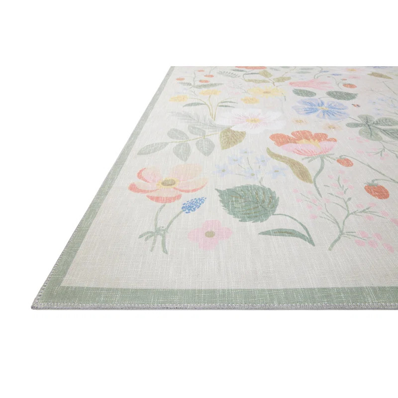 Rifle Paper Co.x Loloi Cotswolds Strawberry Fields Ivory Rug | Wayfair North America