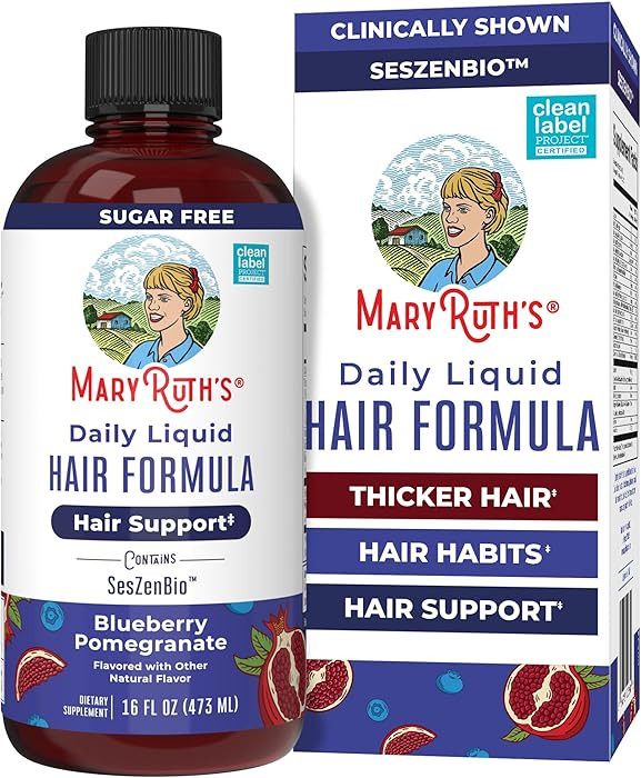 Amazon.com: MARYRUTH'S Daily Liquid Hair Formula | With 500 mg SesZenBio\u2122 + 2,500 mcg Biotin... | Amazon (US)