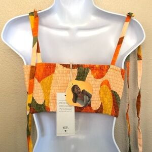 Fe Noel x Target Linen Blend Mixed Paint Print Knotted Crop Tank Top Size XS | Poshmark