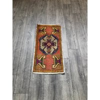 Small Turkish Rug, Oushak Vintage Entry Orange Door Mat, Boho Home Decor, Mini Wool 1.6 X 3.1 Ft | Etsy (US)