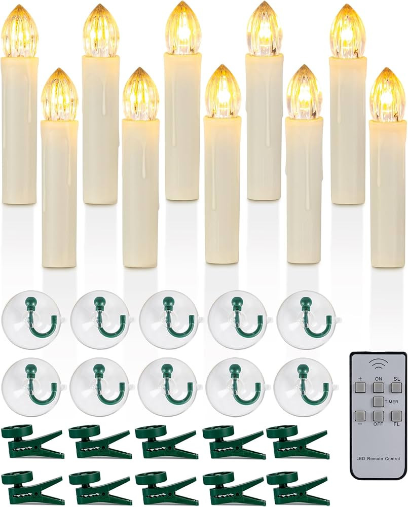 Raycare 10PCS LED Flameless Window Candles with Remote Timer, Flameless Taper Candles Light Batte... | Amazon (US)