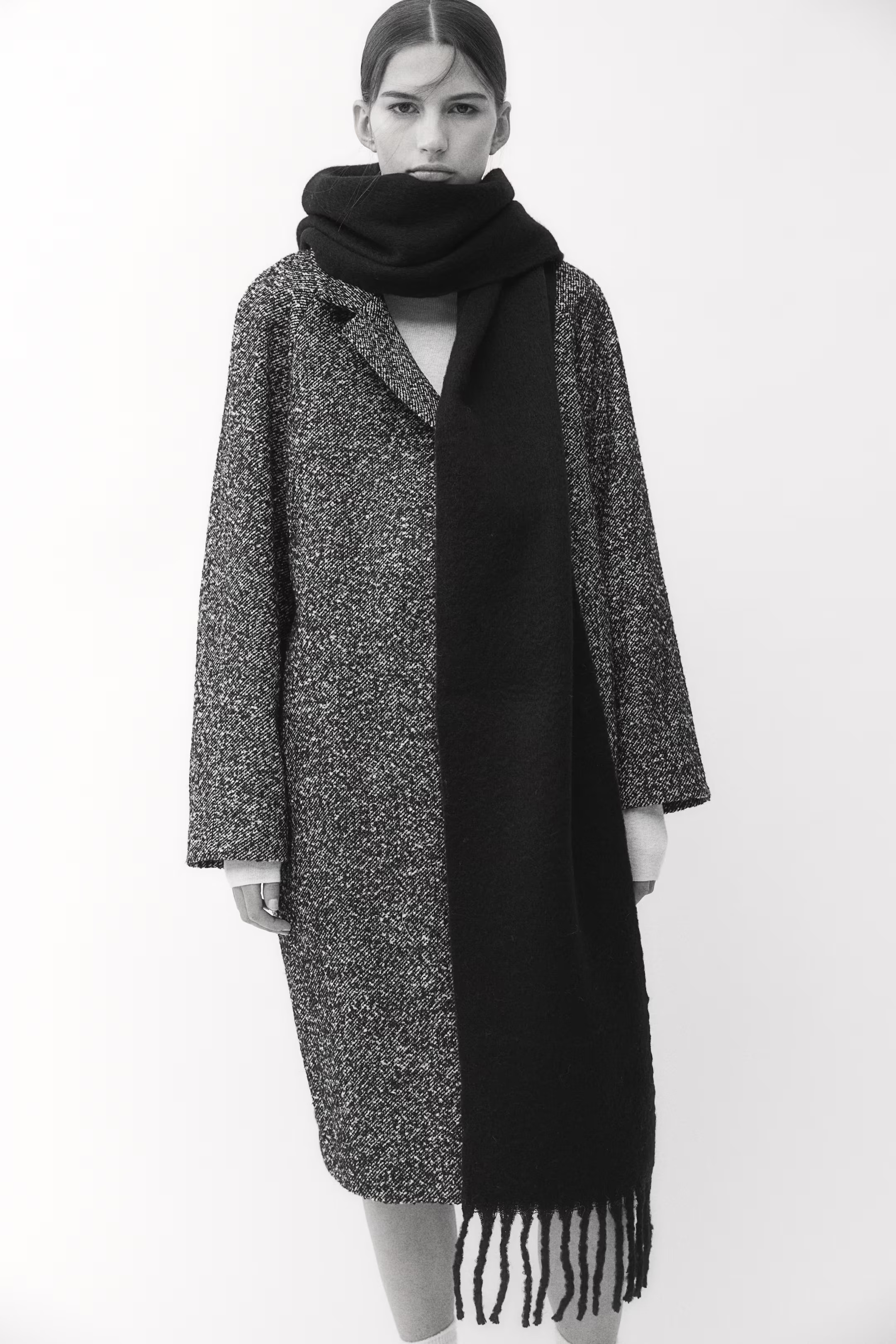 Double-breasted Coat - Black melange - Ladies | H&M US | H&M (US + CA)
