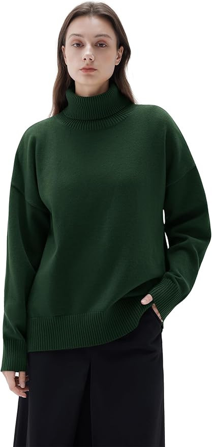 SUUKSESS Women Cashmere Oversized Chunky Turtleneck Pullover Sweater Long Sleeve Knit Jumper Tops | Amazon (US)