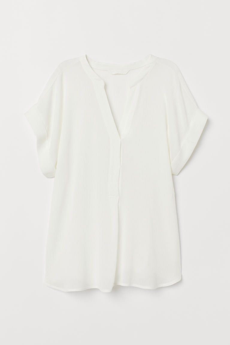 H & M - Crinkled Blouse - White | H&M (US + CA)