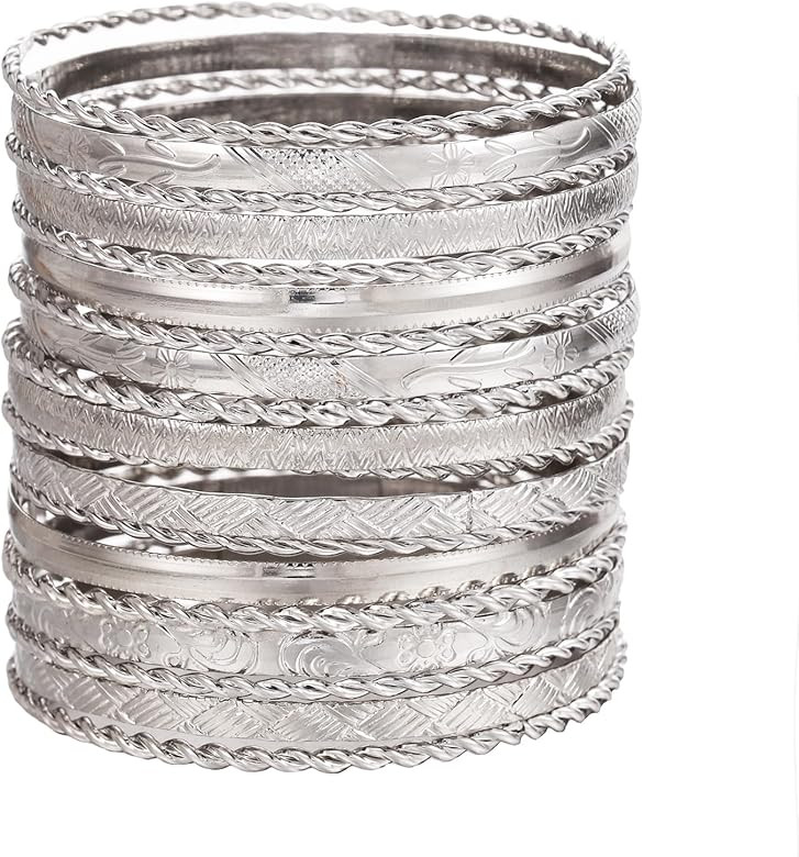 16Pcs Gold Bangle Bracelets for Women - Multi Layer Stackable Textured Bracelets Boho Jewelrys Se... | Amazon (US)