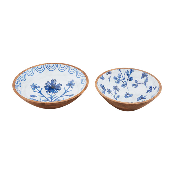 Blue Floral Enamel Bowls | Mud Pie