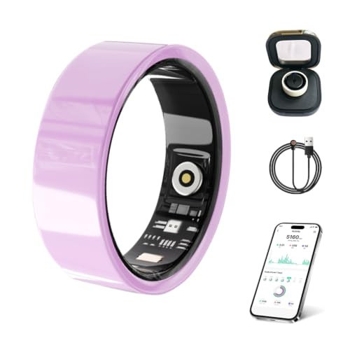 NFUWEILAIKEJI Smart Ring for Women Men Without Subscription Ceramic Design Health Tracking smart Ring for Sleep, Heart Rate, Stress & Activity Tracking (Pink, 9) | Amazon (US)