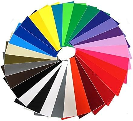 Vinyl Ease 6" x 12" 30 Sheets Assorted Colors Gloss Permanent Adhesive Vinyl for Cricut, Silhouet... | Amazon (US)