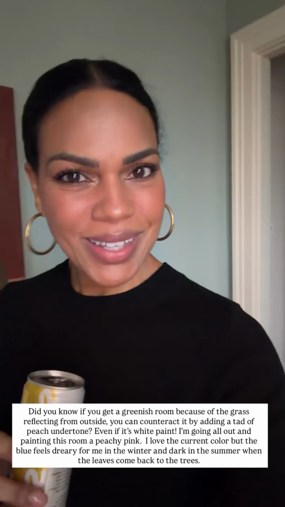 Did you know if you get a greenish room because of the grass reflecting from outside, you can counteract it by adding a tad of peach undertone? Even if it's white paint! I'm going all out and painting this room a peachy pink. I love the current color but the blue feels dreary for me in the winter and dark in the summer when the leaves come back to the trees.

#LTKvlog #LTKootd