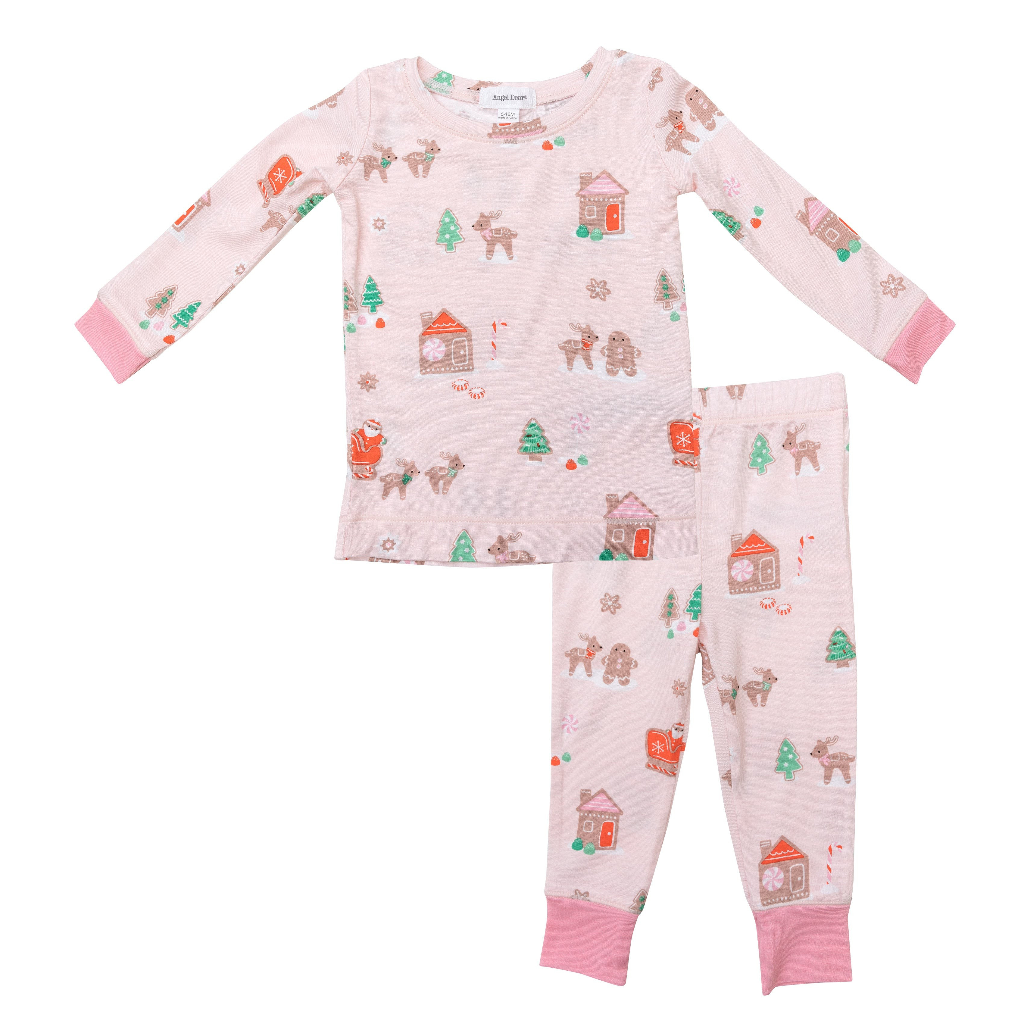2-Piece Lounge Wear Set, Pink Gingerbread Sleigh | SpearmintLOVE