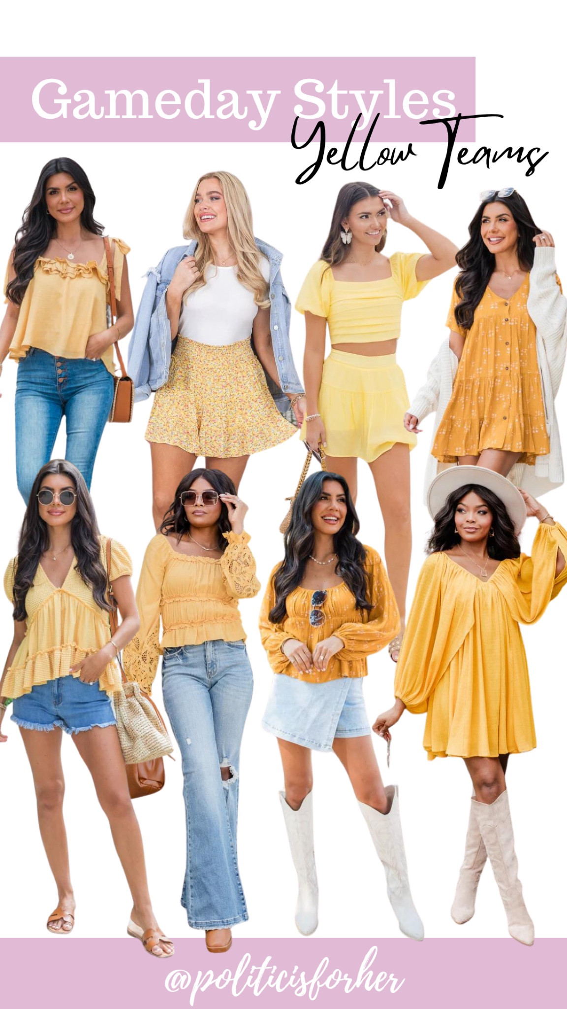 Gameday styles for YELLOW and GOLD teams! Gameday outfit ideas for schools like Mizzou, LSU, Baylor, and Georgia Tech

#LTKSeasonal #LTKU #LTKstyletip