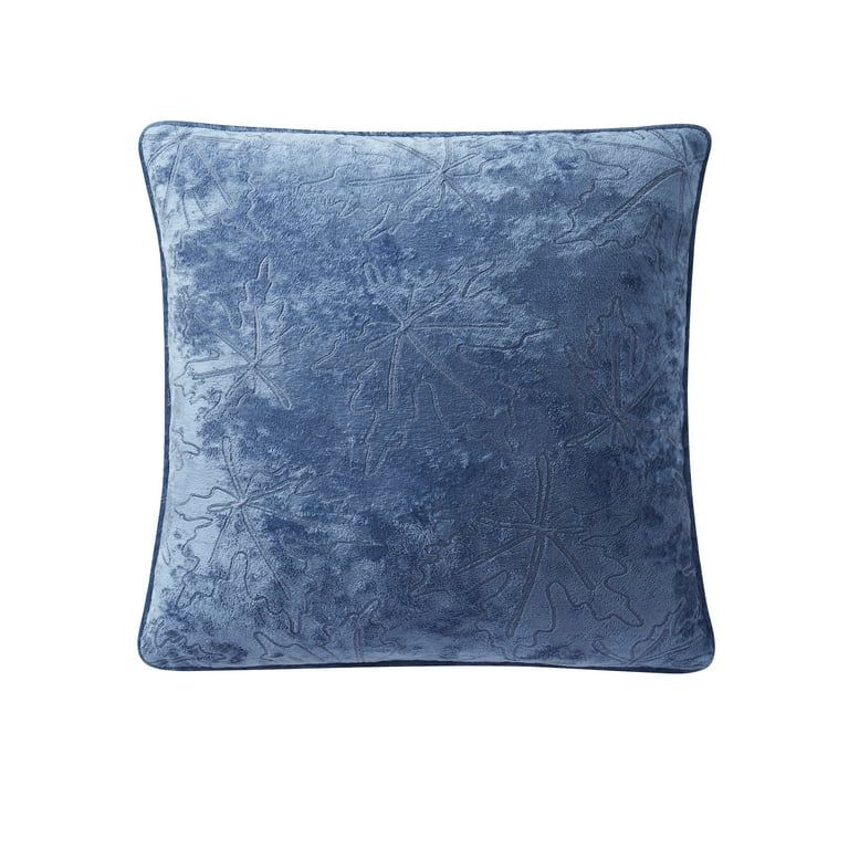 Way to Celebrate 18" x 18" Blue Embroidered Leaves Decorative Pillow | Walmart (US)