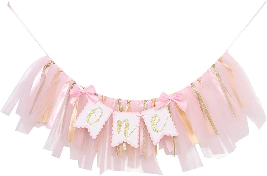 Highchair Banner 1st Birthday Girl - Tulle And Ribbon Banner For First Birthday, Cake Smash Photo... | Amazon (US)