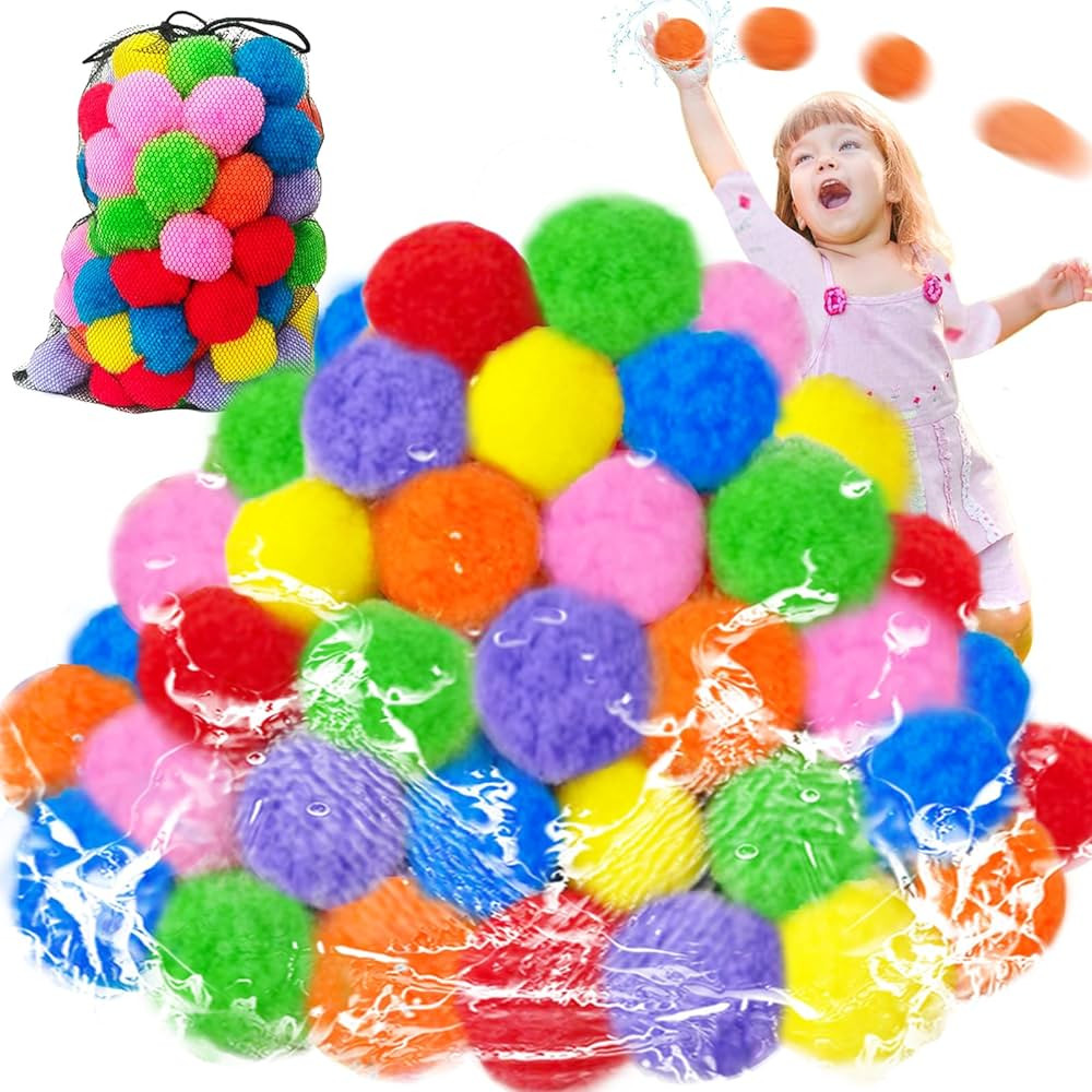 100Pcs Water Splash Balls,2.4 Inch Soft Reusable Water Soaker Ball Toys for Kids Outdoor Water Fi... | Amazon (US)