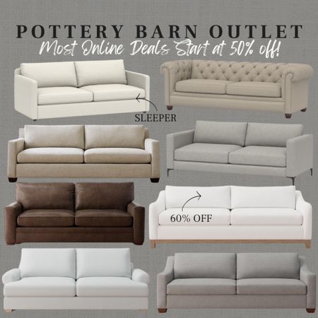 SELECT FIRST PHOTO TO BROWSE FULL OUTLET SECTION! 
New Pottery Barn online outlet sofas and sleeper sofas!

#LTKhome #LTKsalealert #LTKstyletip