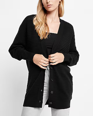 Textured Oversized Button Front Cardigan | Express