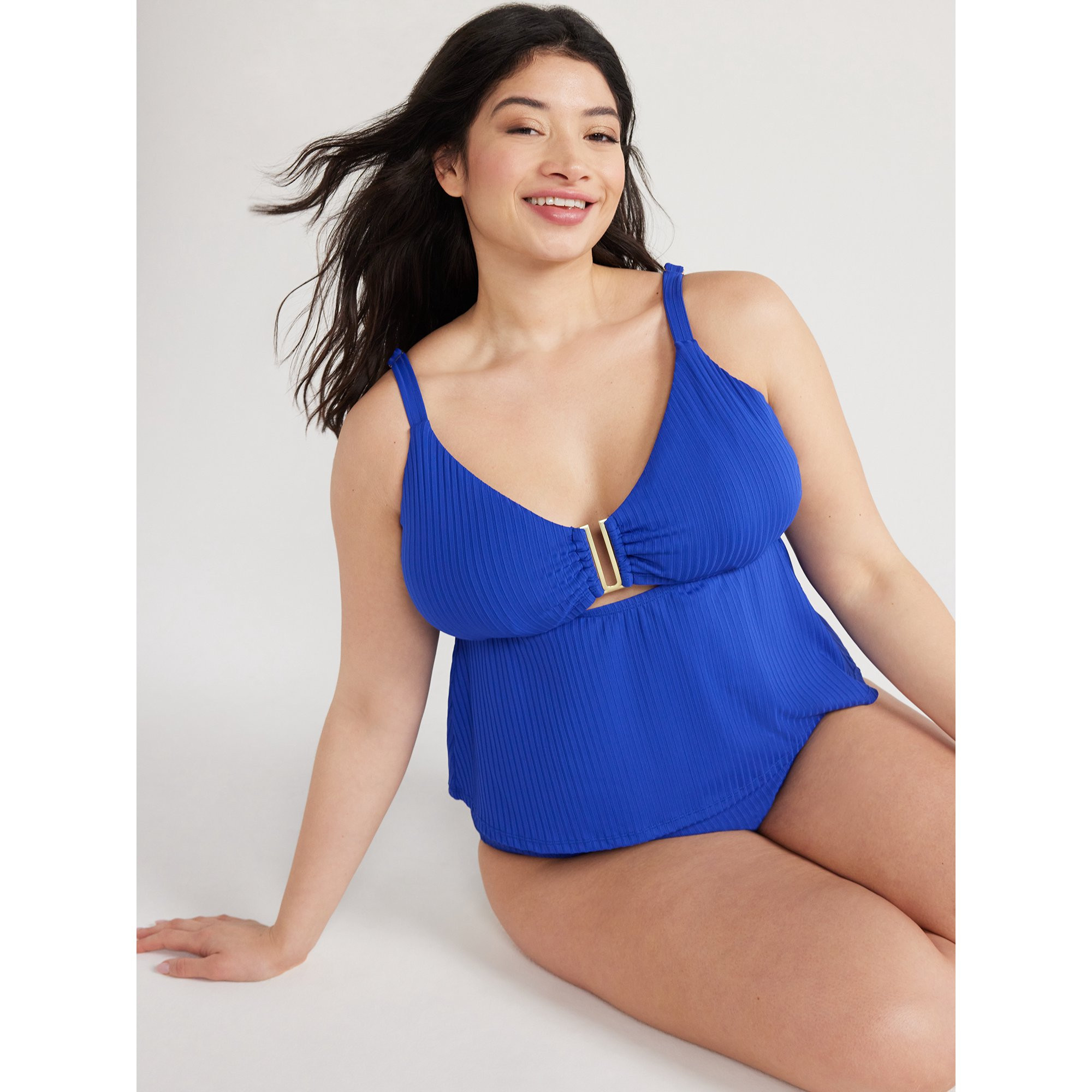 Time and Tru Women's and Plus Solid Tankini Swim Top, Sizes S-3X | Walmart (US)