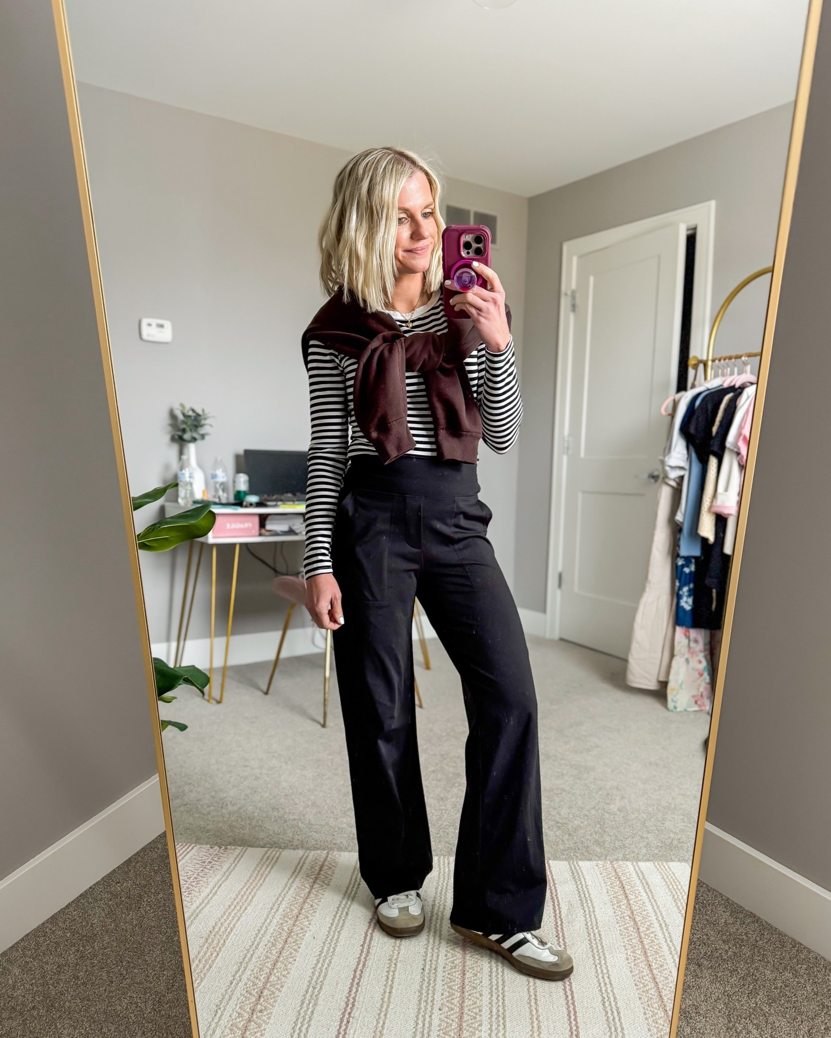 Casual outfit I wore this week! 
Striped top from Amazon- small
Trouser leggings from Amazon- XSMALL
Sweatshirt from @abercrombie - small

#LTKPetite #LTKootd #LTKOver40