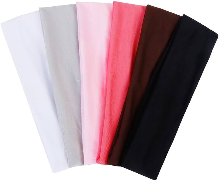 TERSE Cloth Headbands for Women Pink Hair Bands for Women Non Slip Soft Fabric Thin Head Band Ela... | Amazon (US)
