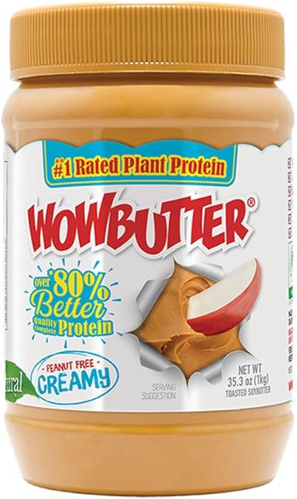WOWBUTTER - Creamy Peanut & Tree Nut Free Spread - 1 Jar - 35.3oz - Whole Toasted Soy - Natural I... | Amazon (US)