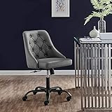 Modway Distinct Tufted Swivel Vegan Leather Office Chair, Black Gray | Amazon (US)