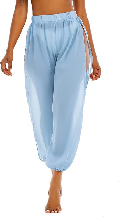 Century Star Womens Cover Ups See Through Sheer Mesh Pants High Waist Beach Bikini Bottom Sexy Sw... | Amazon (US)