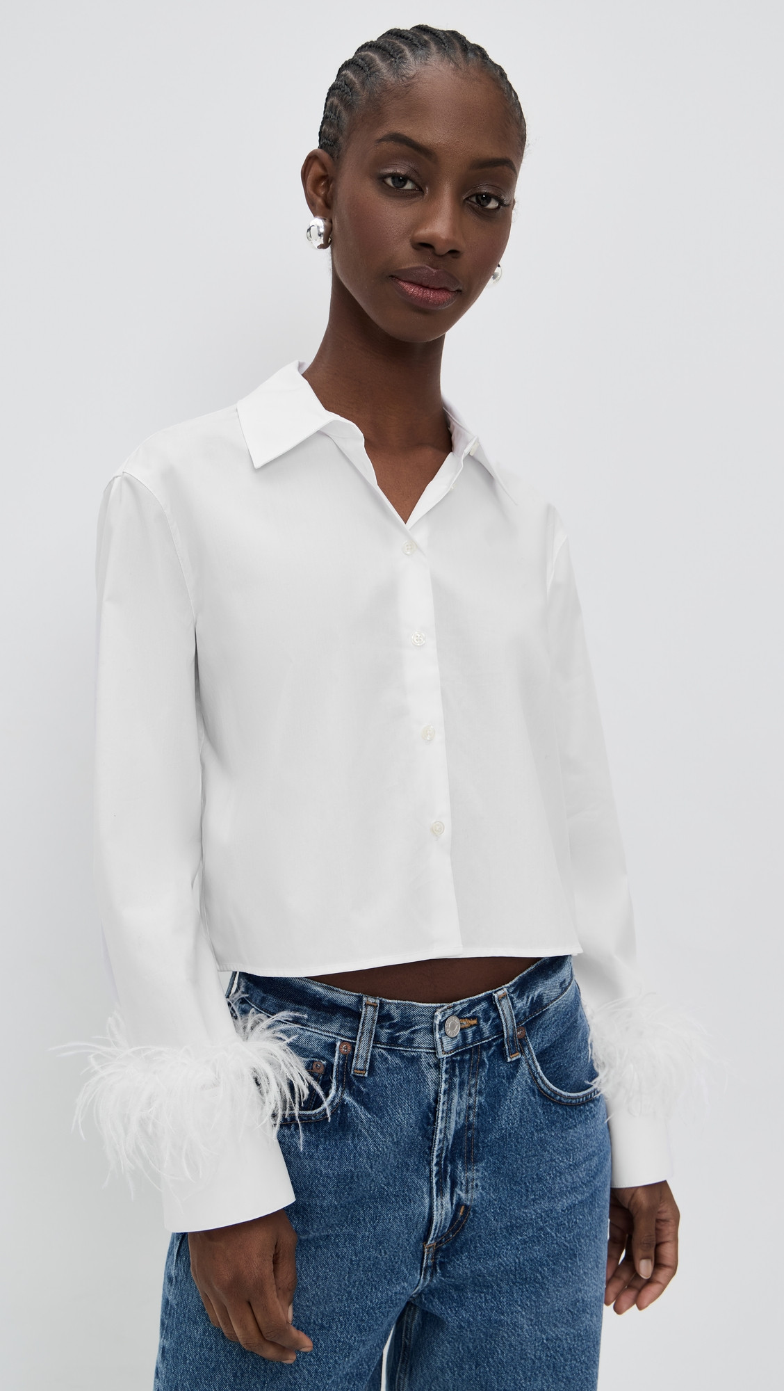 Tanya Taylor Largaux Feather Top Oxford S | Shopbop