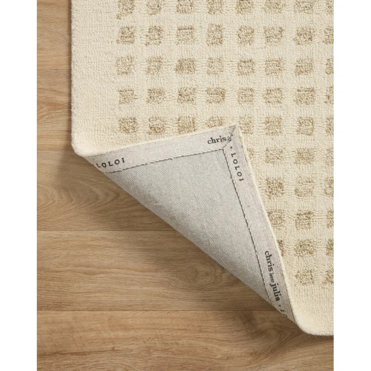 Polly Checkered Handmade Tufted Area Rug in Ivory/Natural | Wayfair Professional