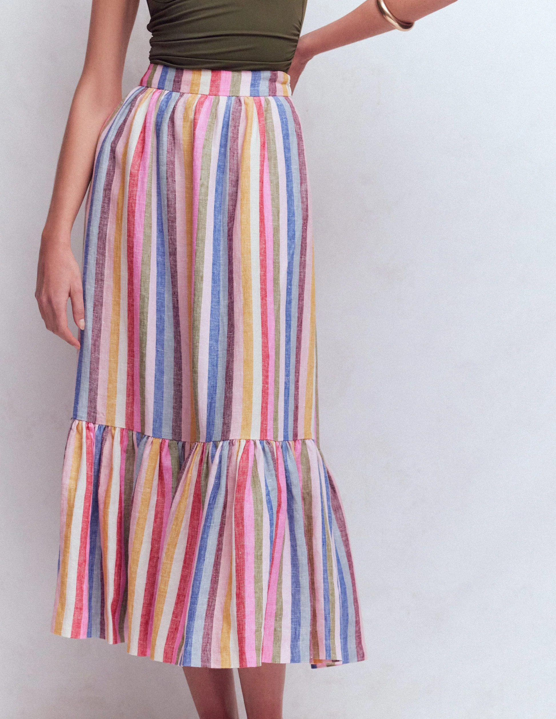 Abigail Linen Maxi Skirt-Multi Stripe | Boden UK