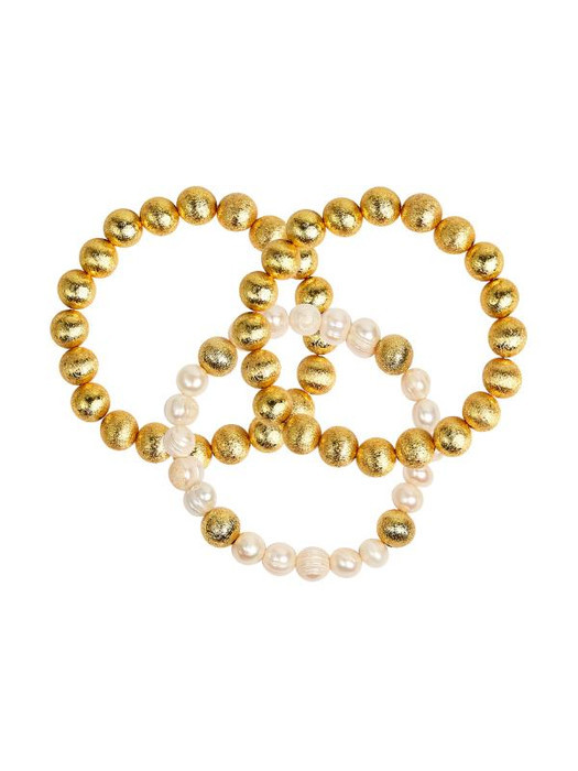 Sarah Stack - Georgia Beaded Bracelet Stack  - 2 Freshwater Pearl 10mm and 1 - 10mm - Sarah Weisb... | Lisi Lerch Inc