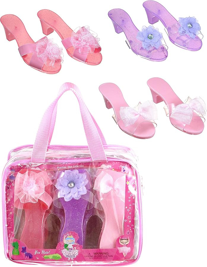 3 Pack Dress Up Kids Royalty Heels - Pretend Play High Heels for Kids, Princess Play Dress Shoes ... | Amazon (US)