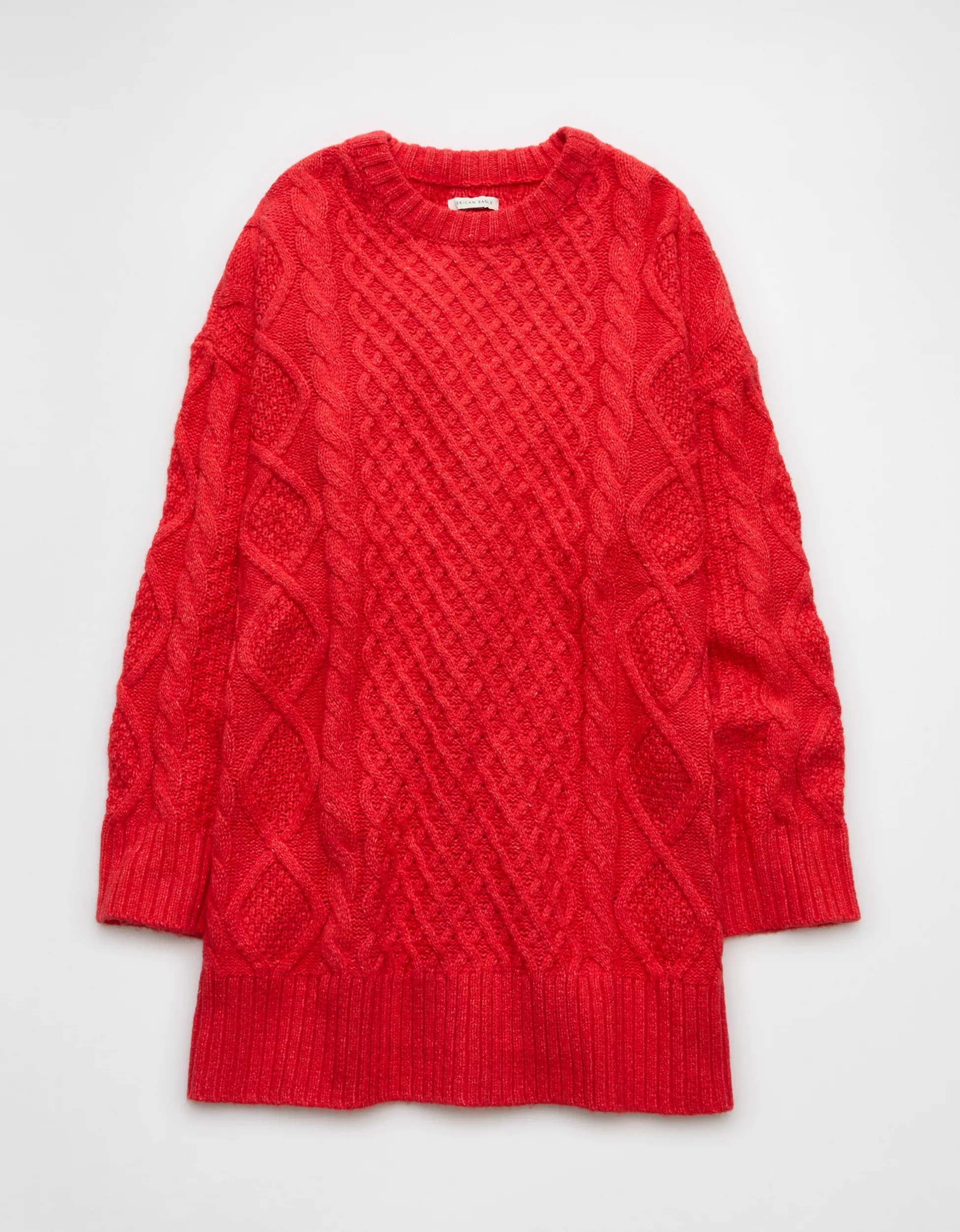 AE Long-Sleeve Cable Knit Sweater Mini Dress | American Eagle Outfitters (US & CA)