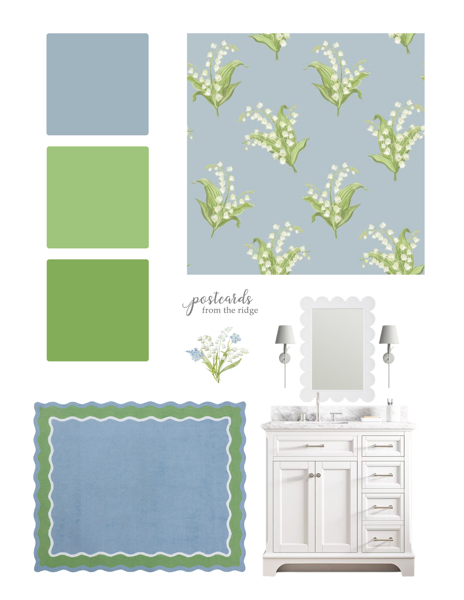 Blue and green add a fresh feeling to bathrooms, kitchens, or laundry rooms. #lilyofthevalley #blueandgreendecor 

 #LTKHome