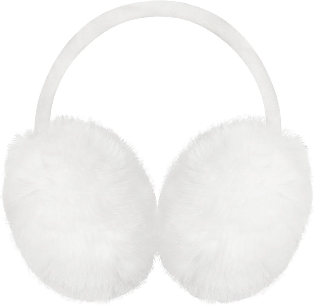 Ear Muffs Winter Women Girls Adjustable Faux Fur Ear Warmers Comfy Cute Fuzzy Earmuffs | Amazon (US)