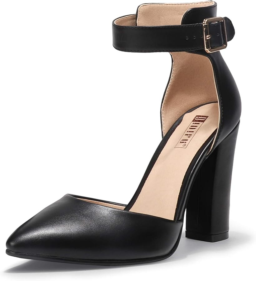 IDIFU Women's IN4 Pedazo High Block Heels Pumps Pointed Closed Toe Ankle Strap Dress Wedding Shoe... | Amazon (US)