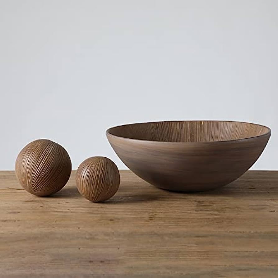 Seraphic 3-Piece Centerpiece Bowl with Decorative Orbs for Home Decor, Kitchen, Coffee Table | Amazon (US)