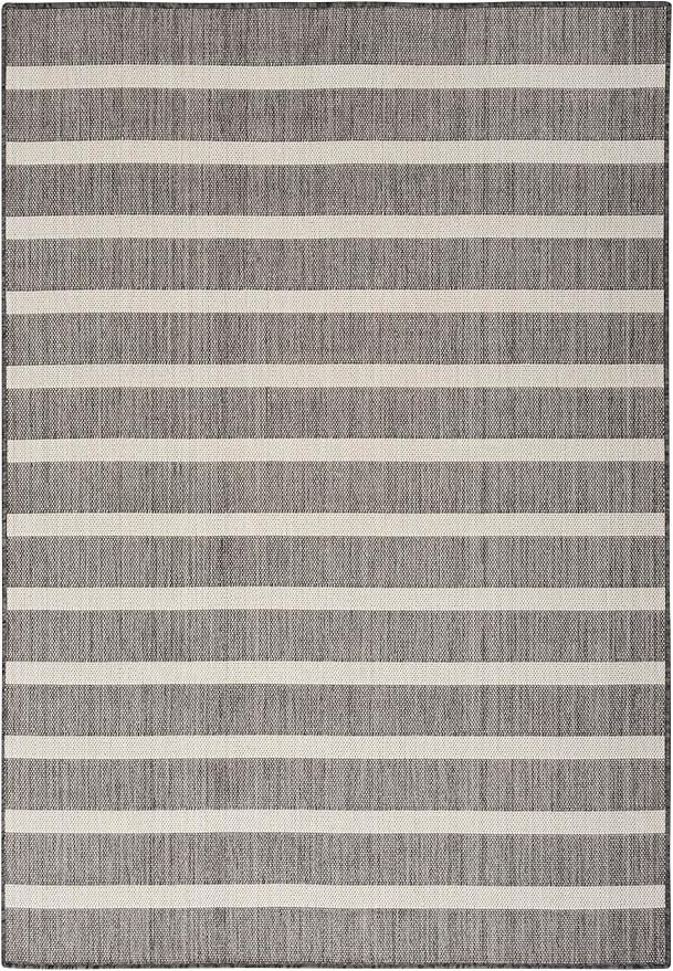Nourison Home Positano Charcoal Ivory 6' x 9' Area Rug - Easy Clean, Non Shedding, Bed Room, Livi... | Amazon (US)