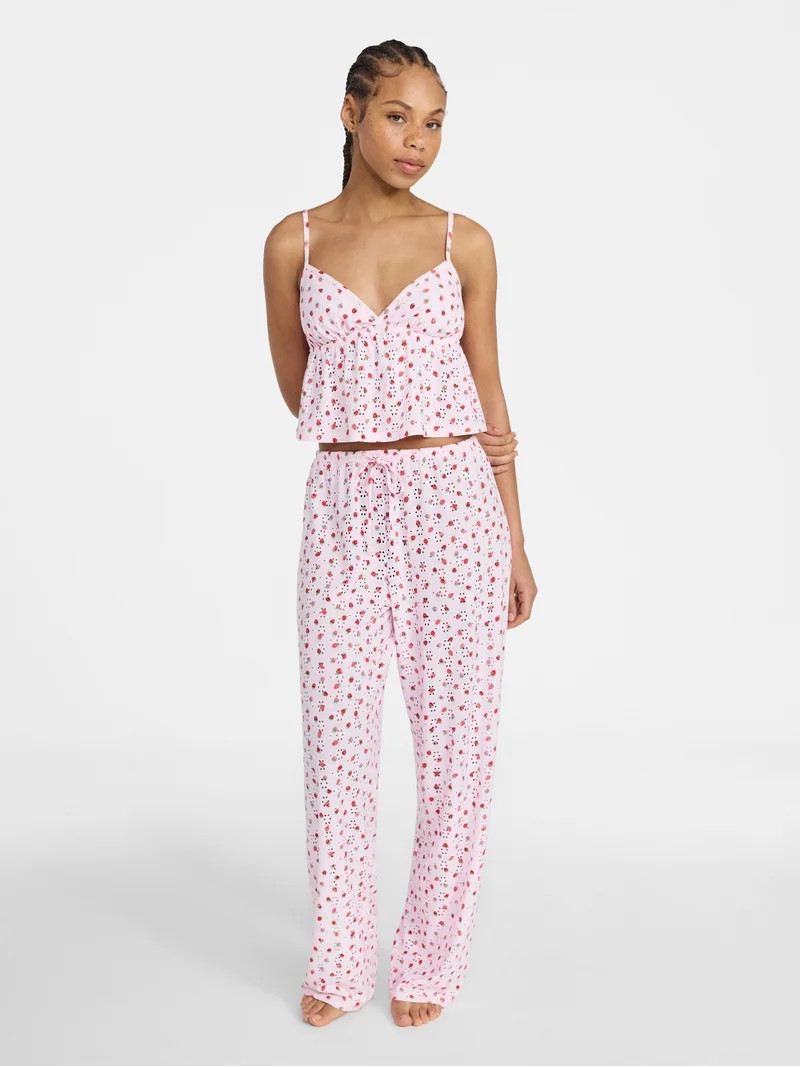 No Boundaries Eyelet Cami and Pants Sleep Set, 2-Piece, Women's XS-XXL | Walmart (US)