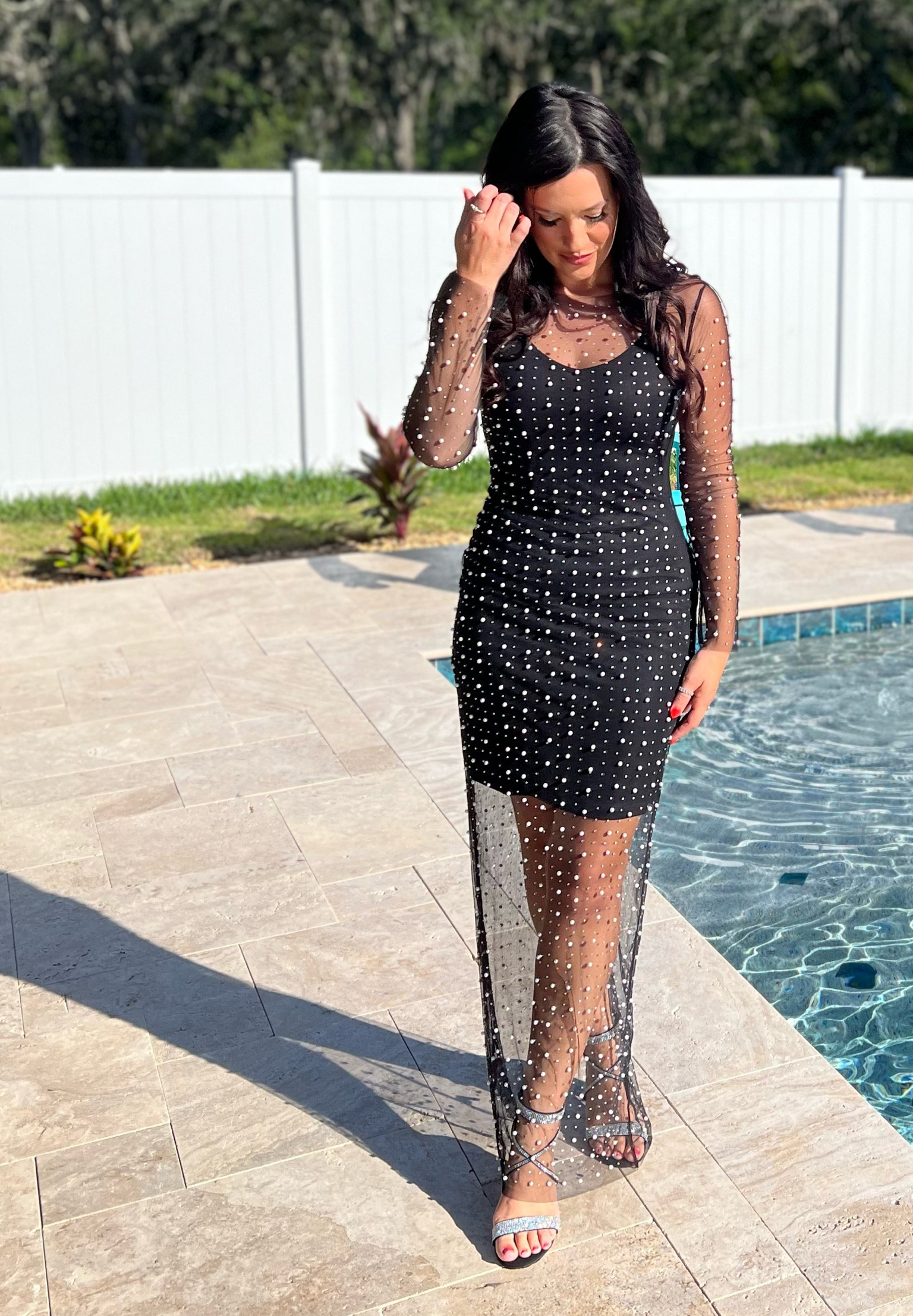 🌟🖤🤩 the pearls. The rhinestones. You will WOW in this. Cover? Maybe. Formal night out. Possibly. Girls night out. Potential. POTENTIAL. it can be worn for SO MANY occasions. I purchased a slip dress and wore this for a fancy, birthday night out with friends. Every thing here is from Amazon, even the shoes that didn’t hurt my feet AT ALL. Florida girls love our flip flops and sandals, so you know we care about comfort when we do put on heels. DISCLAIMER- the ONLY downside was that some of the rhinestones did fall off, i noticed them in my chair after i got up from dinner. I don’t know how many uses I’ll get from it but if I’m gentle, i know i am going to wear it a few more times. #amazonoutfit #dress #heels 

#LTKshoecrush #LTKstyletip #LTKunder100