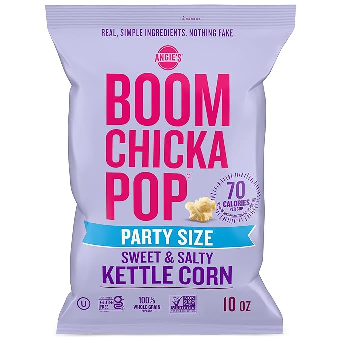 Angie's BOOMCHICKAPOP Sweet and Salty Kettle Corn Popcorn, Gluten Free, Party Size 10 oz. | Amazon (US)