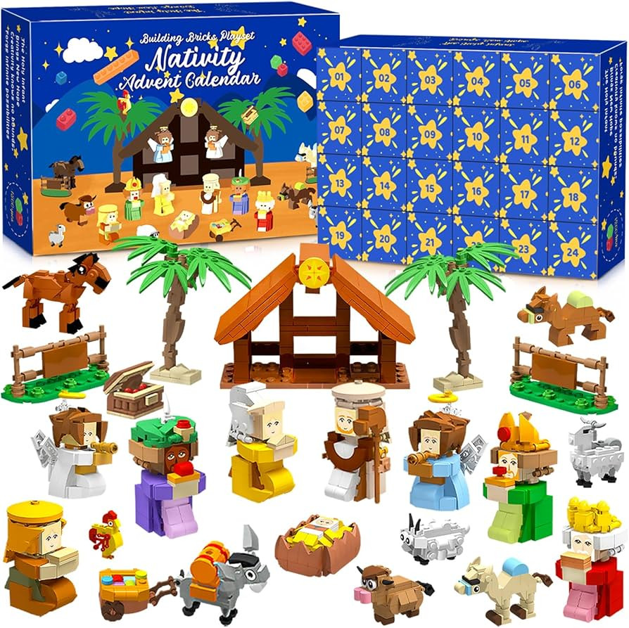 Nativity Advent Calendar 2025 Kids Adult 1500pcs Nativity Set 24 days Countdown Calendar Building... | Amazon (US)