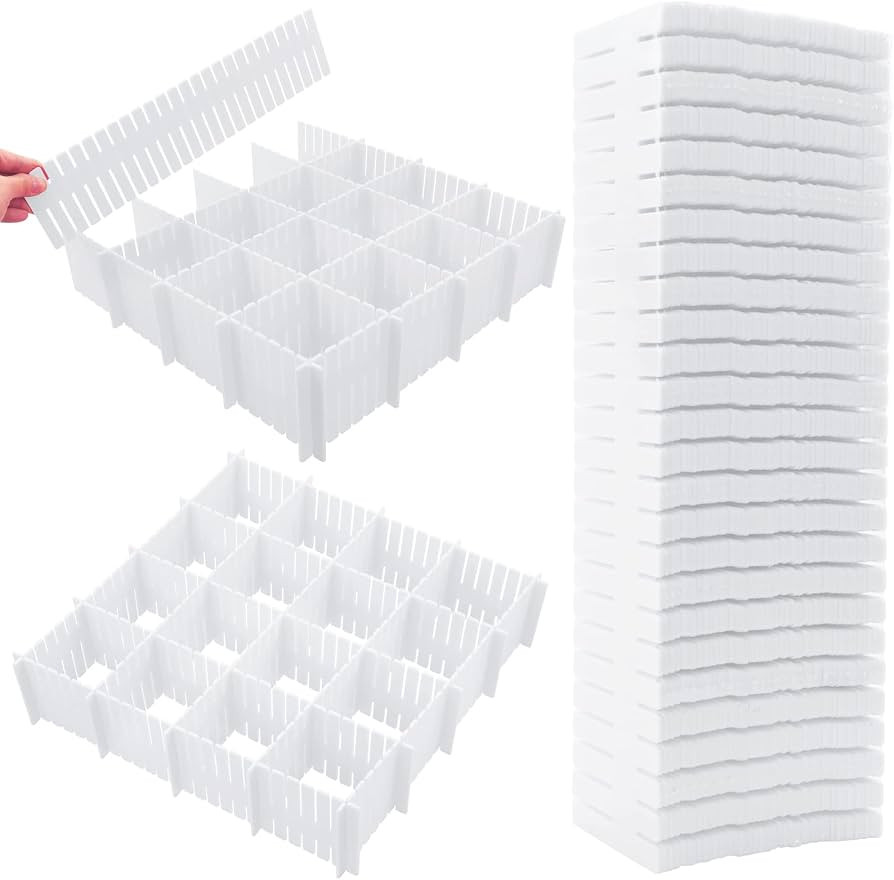 45 Pack Drawer Dividers, Plastic Adjustable Drawer Storage Organizer for Tidying Clutter Socks, U... | Amazon (US)