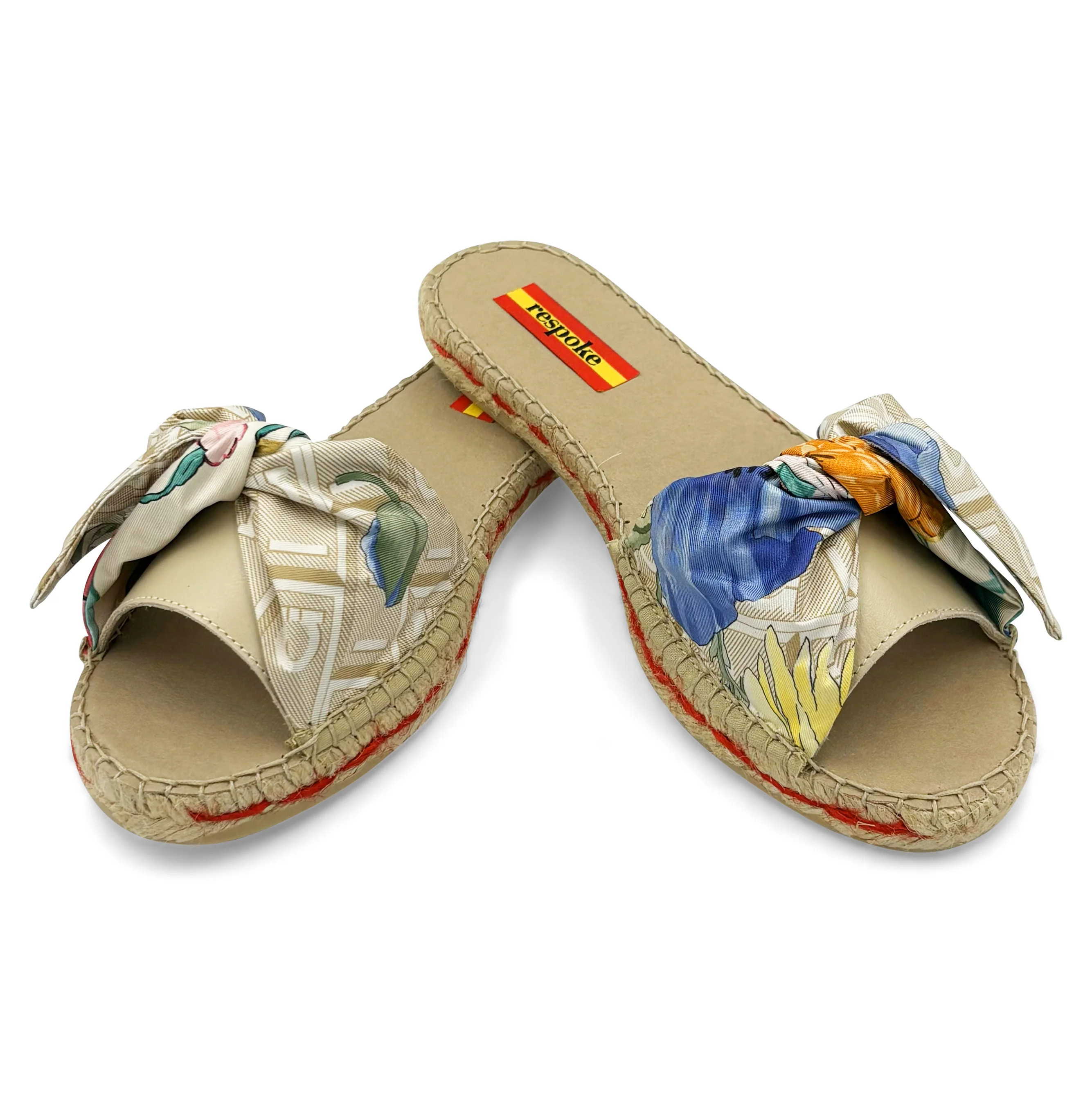 ROSAE FRAMMENTO Cream Bow Slide Espadrilles | Respoke
