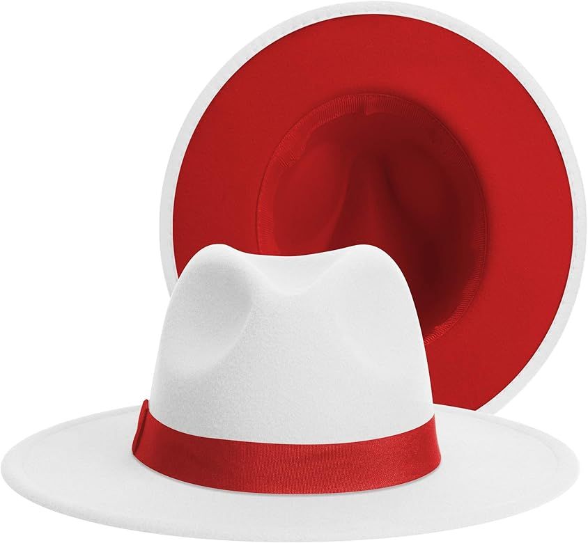 SAJUZEN Womens & Mens Fedora Hats, Wide Brim Fedora Hats for Women Men | Amazon (US)