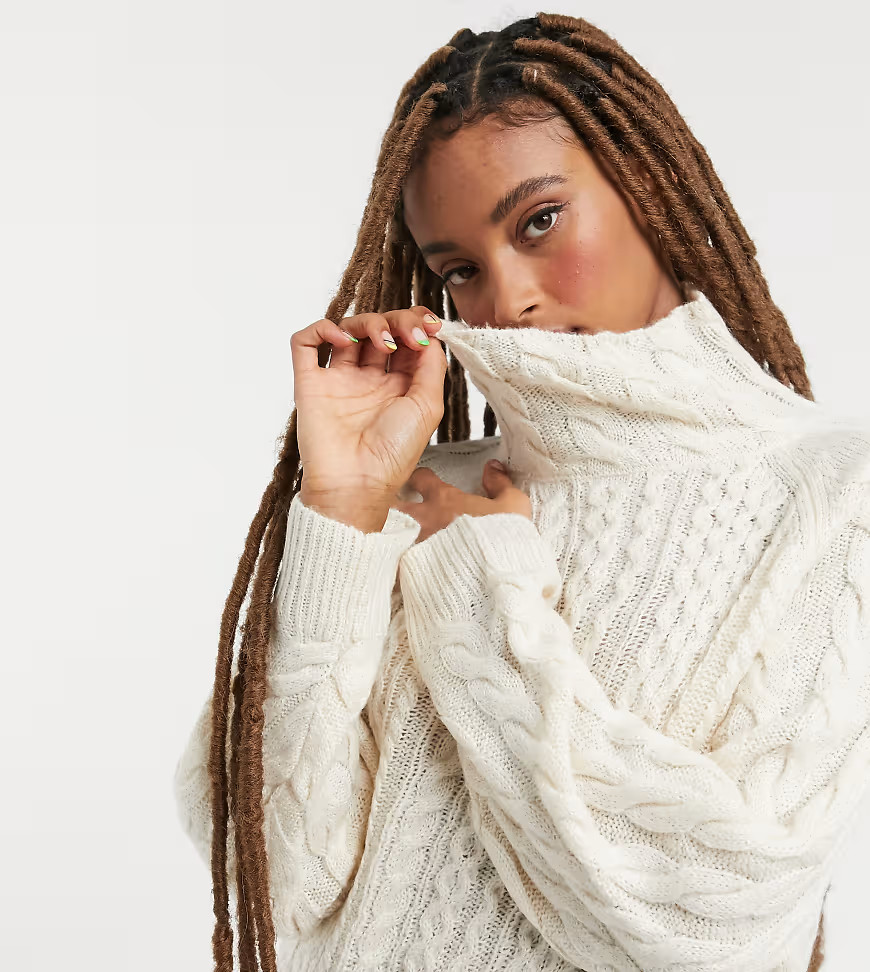 Reclaimed Vintage inspired high neck cable jumper in cream | ASOS (Global)